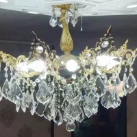 لوستر برنجی کریستال هشت شعله