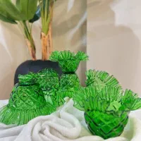 شکلات خوری بلور سبز دسته دار و بی دسته