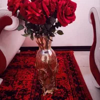 گلدان شیشه وبرنز
