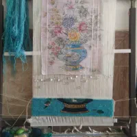 دار قالی به همراه تابلو فرش نیمه بافت نقشه سنتی