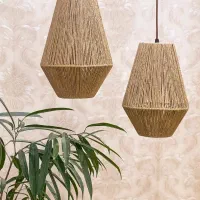 لوستر آباژور رافیا مکرومه کافی شاپ