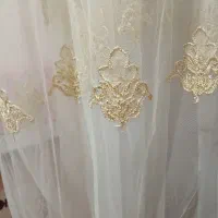 پرده تور گل طلایی زیبا