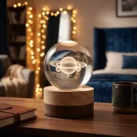 گوی شیشه ای طرح زحل همراه اداپتور