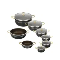 قابلمه ۱۴ پارچه داخل زنبوری دسته طلایی نچسب،نسوز|ظروف پختوپز|قم, بلوار امین و ساحلی|دیوار