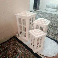 فروش فانوس 3تایی جنس چوب با شمع