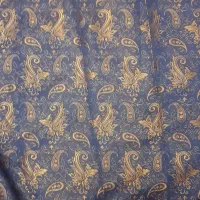 ۲عدد کنار پرده ساتن گلدار سرمه یی گلهای قهوه ای پ