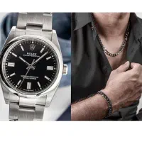 پیکج نیم ست دودی Cartier +ساعت رولکس نقره ای