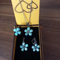 سرویس نقره با سنگ فیروزه اصل