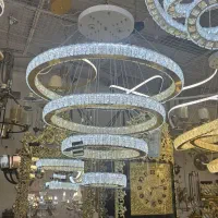 لوستر ویشکا کریستالی برنج شاخه کبریتی۹+۳شعله برنجی