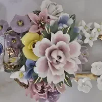 سبد گل چینی دیوارکوب نو و دیوارکوب ترمه