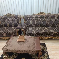 مبل 7 نفره سلطنتی رنگ چوب ورق طلا|مبلمان خانگی و میز عسلی|الوند, |دیوار