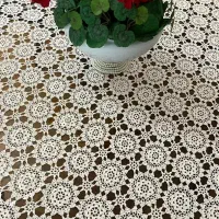 رومیزی قلاب بافی نباتی رنگ|پرده، رانر، رومیزی|تهران, پرستار|دیوار