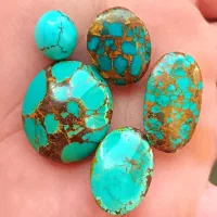 پک 5 عددی فیروزه نیشابور مغز سنگ رگه طلایی
