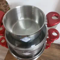 سرویس قابلمه استیل ۸ پارچه با درب استیل|ظروف پختوپز|تهران, شهرک استقلال|دیوار