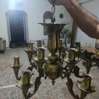 لوستر برنزی 6پایه ای و 12 شمع|لوستر و چراغ آویز|مشکیندشت, |دیوار