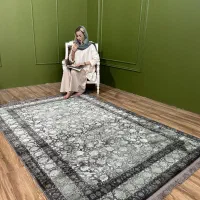 فرش شقایق سبز و زغالی نخ ترک ۱۲و۹و۶ متری