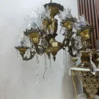 لوستر 5شاخه ده شعله با لامپ با کریستال