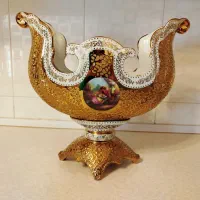 کشکول سرامیکی تاج دار بزرگ طلایی