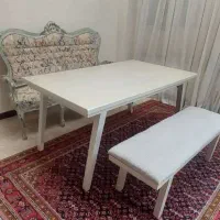 میز نهارخوری صدفی چوبی همراه نیمکت‌ - بدون صندلی|میز و صندلی غذاخوری|تهران, تهرانسر شمالی|دیوار