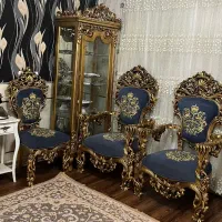 مبل سلطنتی مصری ۹ نفره (چوب اصل)|مبلمان خانگی و میز عسلی|آبیک, |دیوار