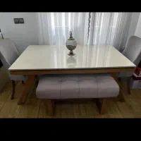 غذا خوری میز ۶ نفره با دو صندلی و یک نیمکت