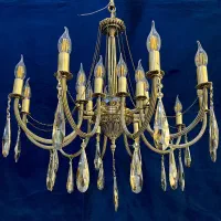 لوسترمدل آوا شاخه دوبل ستون برنجی۱۰.شاخه.۲۰.لامپه