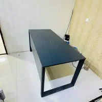 میز اداری چوب و فلز رنگ طوسی