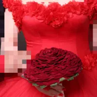 لباس دنباله دار گل رزقرمز|لباس|شهریار, رضی آباد بالا|دیوار