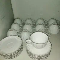 فنجان نلبعکی چای خوری و فنجان بلوری، لیوان فرانسه