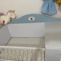 تخت و کمد کودک تم آبی سفیدخرس|تخت و سرویس خواب|قشم, |دیوار