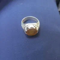 انگشتر سنگ یاقوت زرد (زمرد) با رکاب نقره