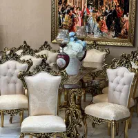 مبلمان استیل سلطنتی وناهارخوری ورق طلا درحد جهیزیه|مبلمان خانگی و میز عسلی|تهران, شمس‌آباد|دیوار