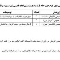 استخدام نیروی تاسیسات در بیمارستان امام دیواندره