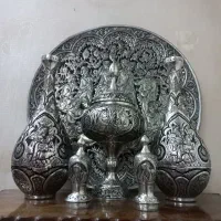 تنگ مسی جام شکلات یا آجیل خوری قلمزنی عتیقه|کلکسیون اشیاء عتیقه|تهران, نیروی هوایی (پیروزی)|دیوار