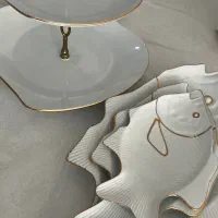 شیرینی خوری دو طبقه و ست دیس ماهی