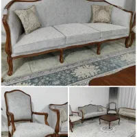 مبل کویین فرانسوی۸نفره بامیز(هنوزاستفاده نکردیم|مبلمان خانگی و میز عسلی|ابریشم, |دیوار