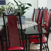 میز ناهارخوری فلزی ضد زنگ ۸ نفره|میز و صندلی غذاخوری|ساری, |دیوار