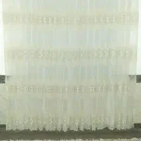 پرده حریر در حد نو همراه با کتیبه و میل پرده