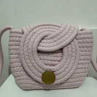 کیف مکرومه صورتی