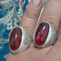 یک جفت انگشتر زیبا یاقوت وعقیق ابدار