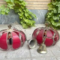 لوستر آبکاری طلا رنگ ثابت۱۲شاخه و لوسترجفت قرمز|لوستر و چراغ آویز|اصفهان, گلزار|دیوار