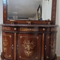 کنسول چوبی به همراه اینه و‌شیشه رو‌میزی