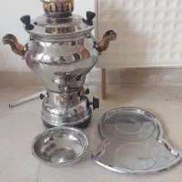 سماور گازی با سینی و کاسه|سماور، چای‌ساز، قهوه‌ساز|فولادشهر, مسکن مهر فولادشهر|دیوار