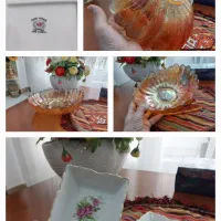 میوه خوری زنگاری عتیقه با2گلسرخی  عتیقه مارک ژاپن