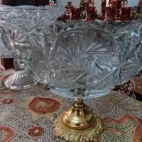 ظرف کریستال با پایه برنزی