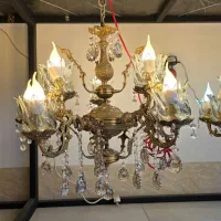 دو عدد لوستر برنز اصلی سنگین وزن با لاله و لامپ