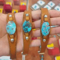 دستبند فیروزه رکاب نقره بند چرم طبیعی|بدلیجات|مشهد, چهارباغ|دیوار