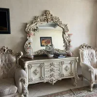 مبل ۹نفره کنسول و آئینه و ویترین چوب گردو|مبلمان خانگی و میز عسلی|فردیس, دهکده|دیوار