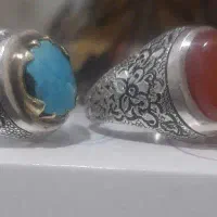 انگشتر فیروزه و عقیق ست،سیاه قلم کاردست