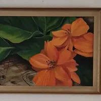 تابلو نقاشی گل لادن نارنجی